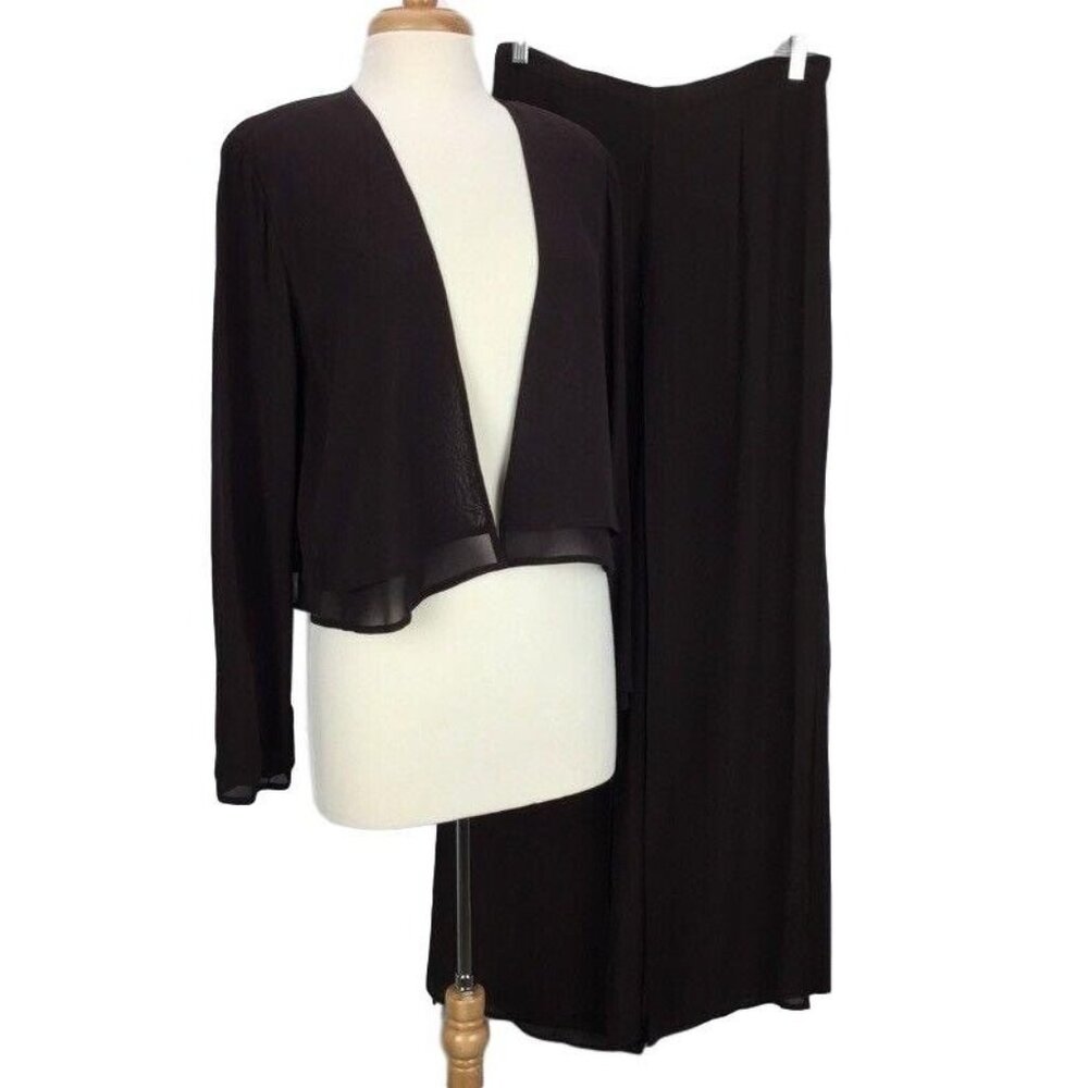 Cache Pant Outfit Womens Size 8 Jacket Pant Sheer Flowing Panneled Leg Long Slee